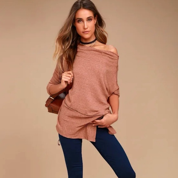 Free People Londontown Thermal Top Rust Orange Size Medium Asymmetrical Hem - Picture 6 of 9